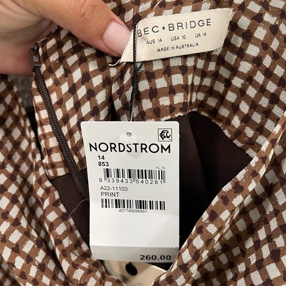 Bec & Bridge Sherry Printed Silk Mini Dress Size US 10 - Picture 4 of 7